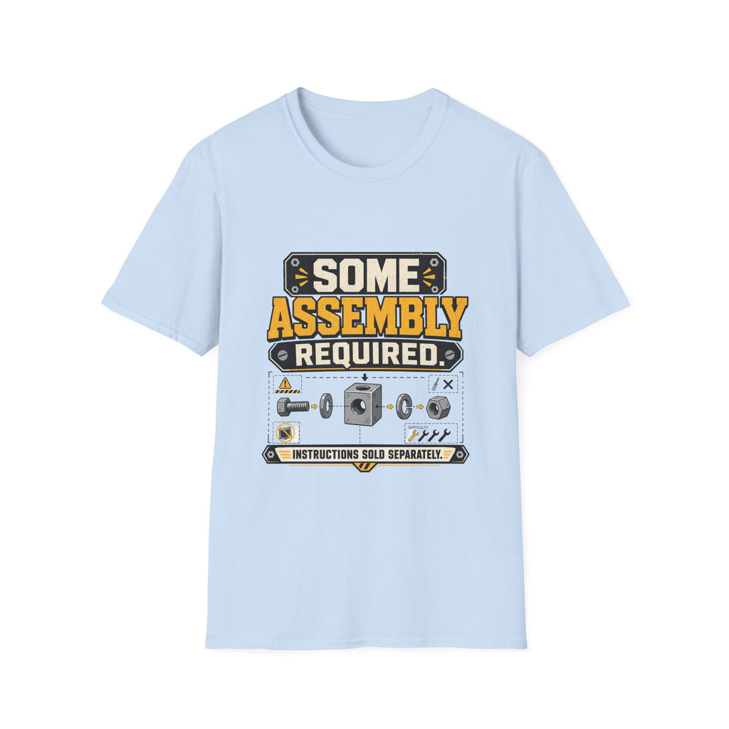 Some Assembly Required T-Shirt — Retro Mechanic Wrench Design (Includes “Built With Love and Several Bad Words”)