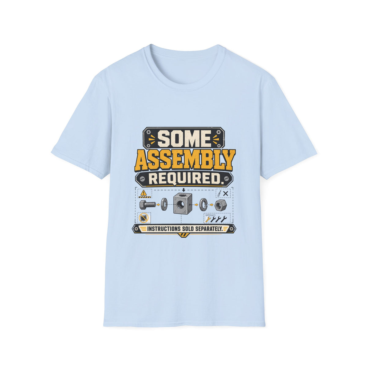 Some Assembly Required T-Shirt — Retro Mechanic Wrench Design (Includes “Built With Love and Several Bad Words”)