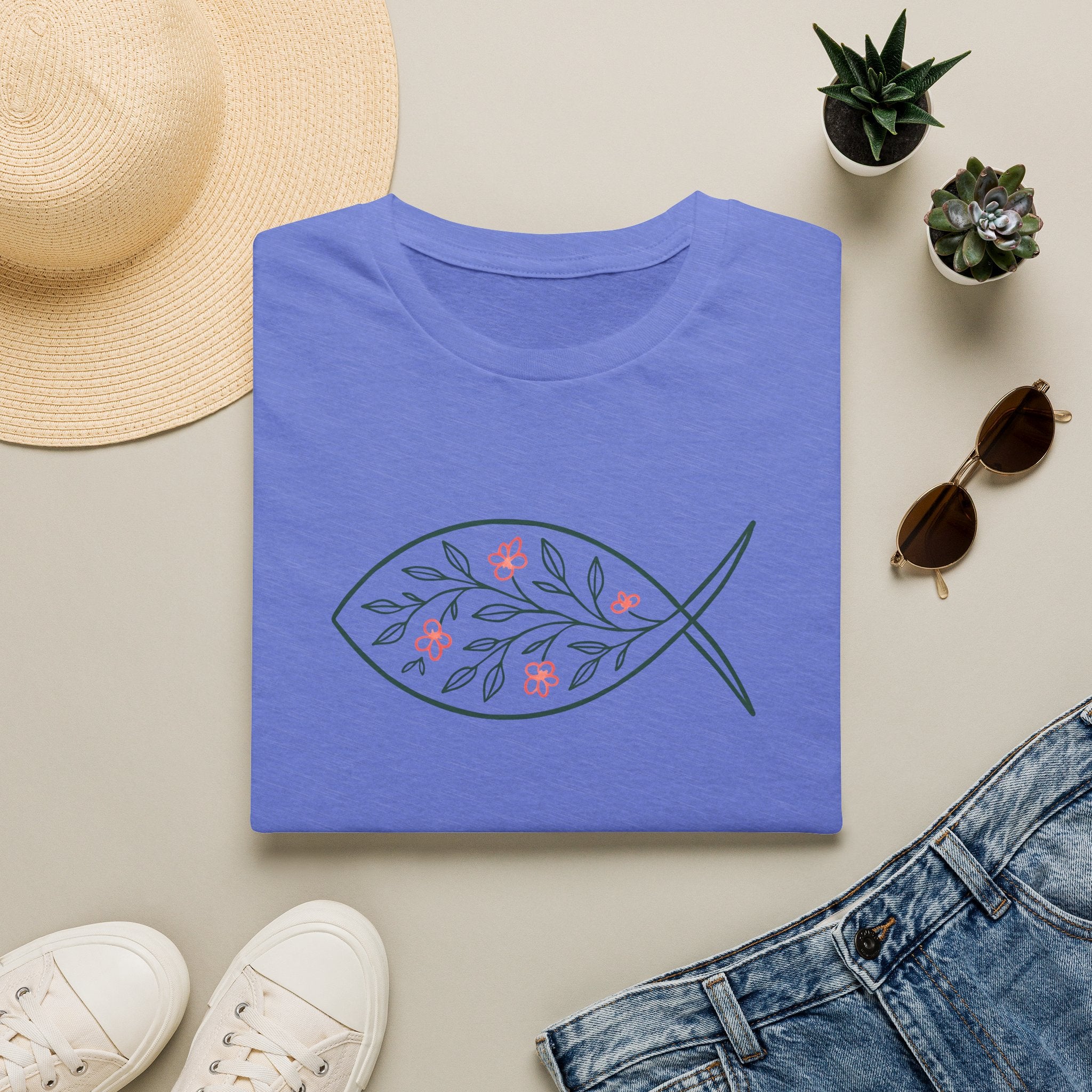 Floral Leaf Fish T-Shirt
