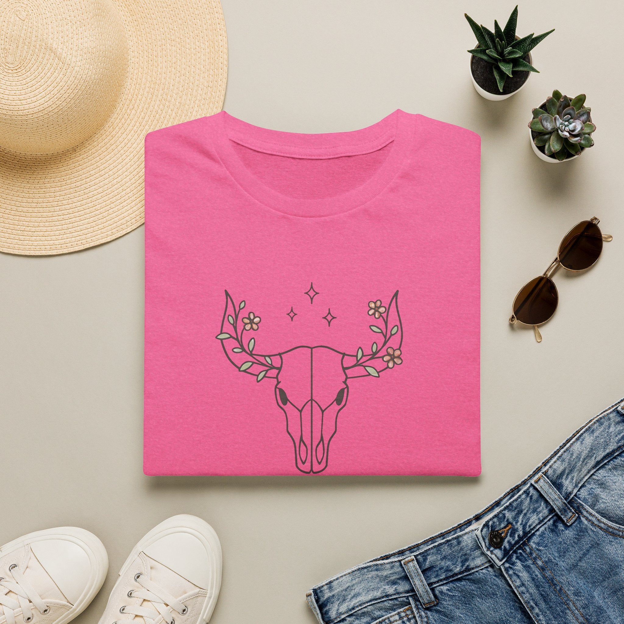 Floral deer skull T-Shirt