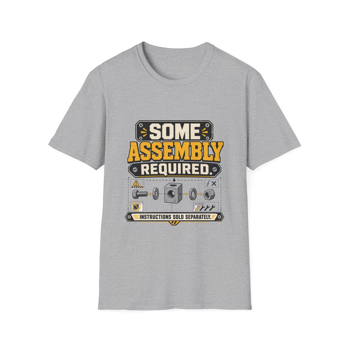 Some Assembly Required T-Shirt — Retro Mechanic Wrench Design (Includes “Built With Love and Several Bad Words”)