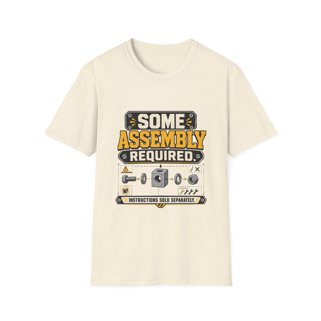 Some Assembly Required T-Shirt — Retro Mechanic Wrench Design (Includes “Built With Love and Several Bad Words”)