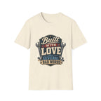 Built With Love T-Shirt — Retro Mechanic Wrench Design (Includes “Built With Love and Several Bad Words”)