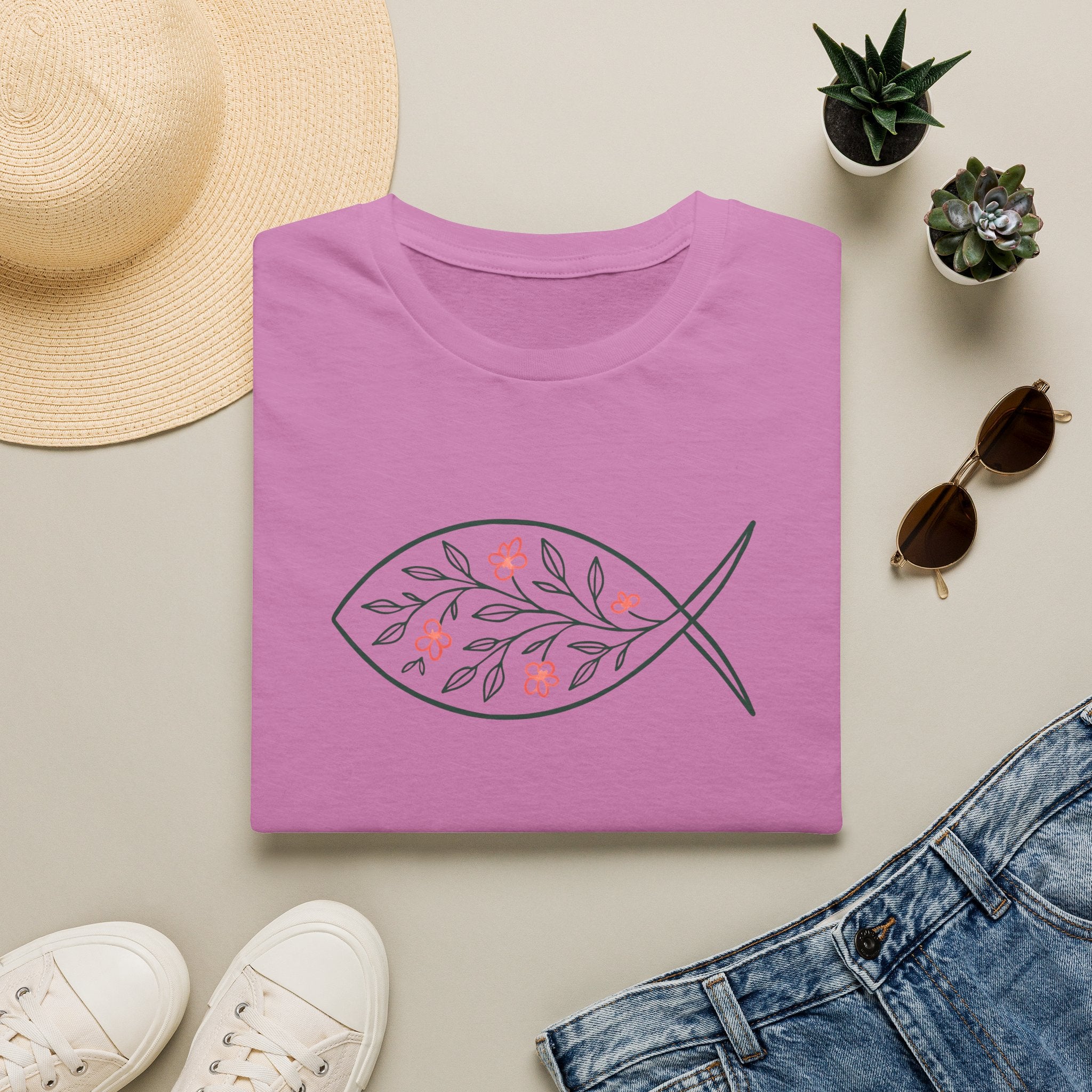 Floral Leaf Fish T-Shirt
