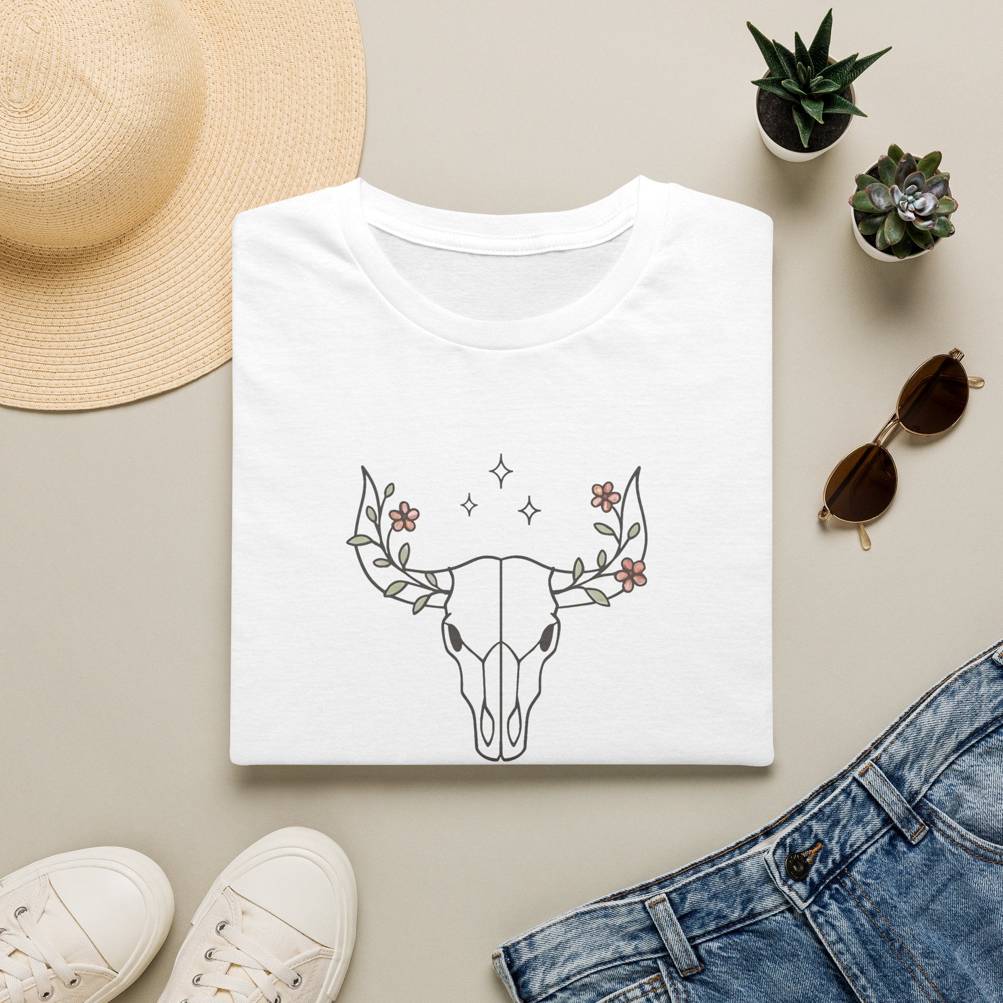 Floral deer skull T-Shirt