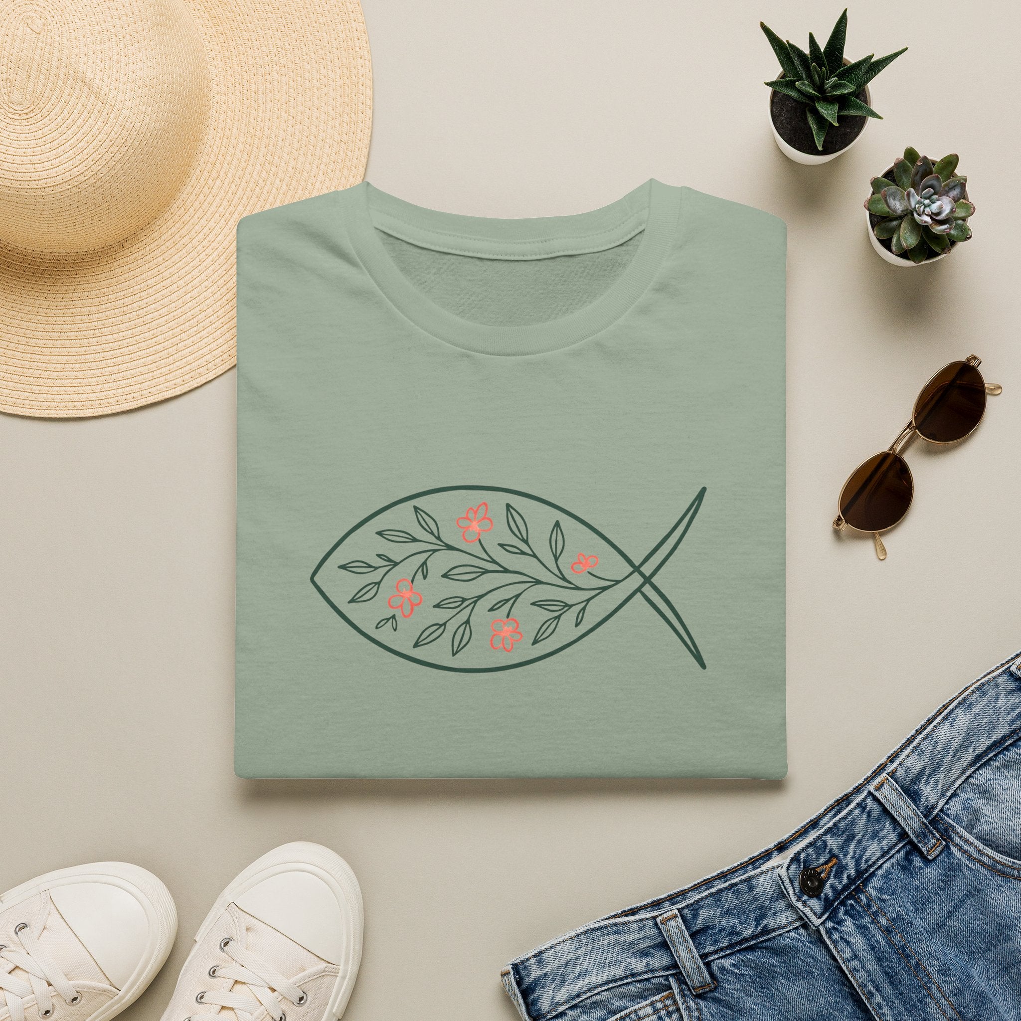 Floral Leaf Fish T-Shirt