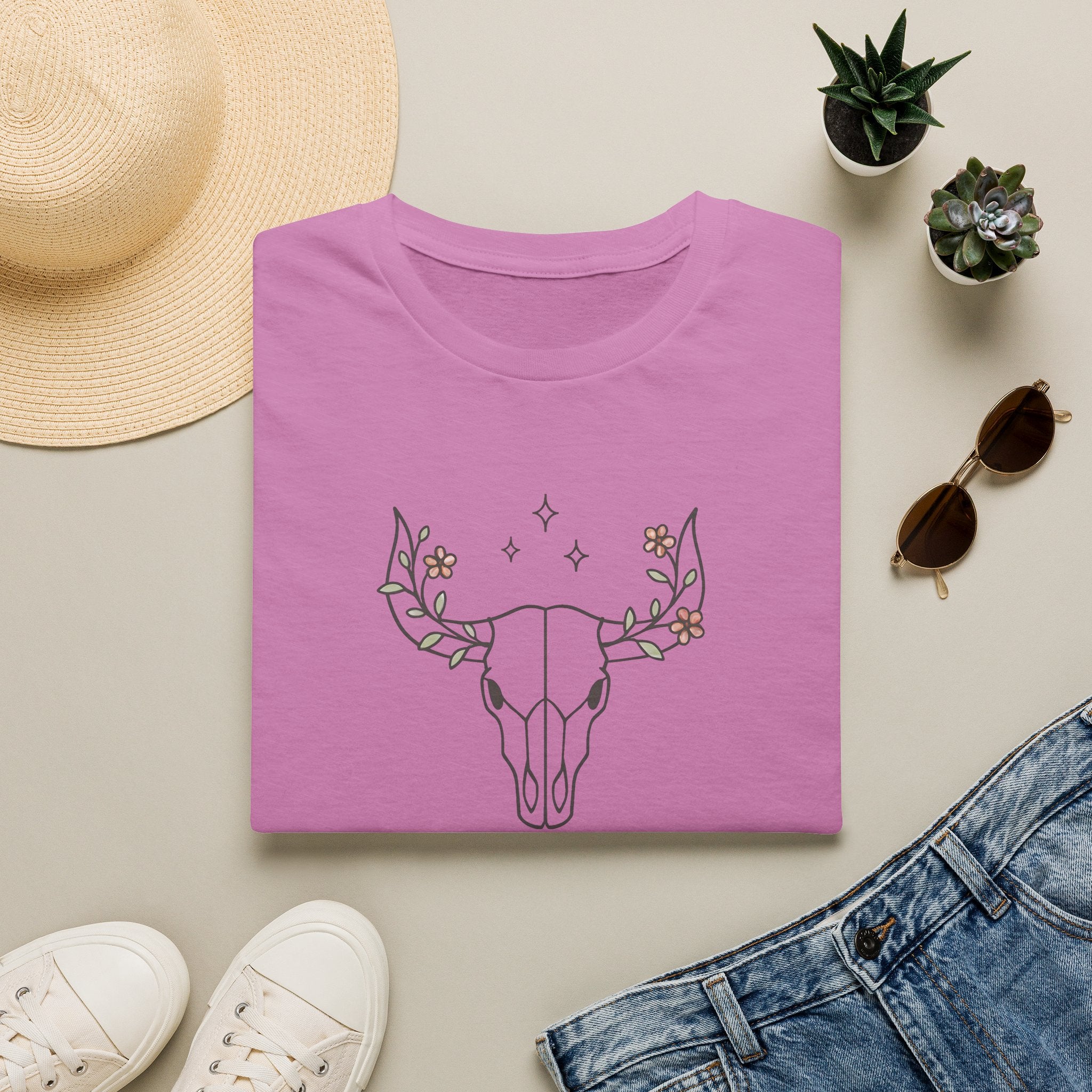Floral deer skull T-Shirt